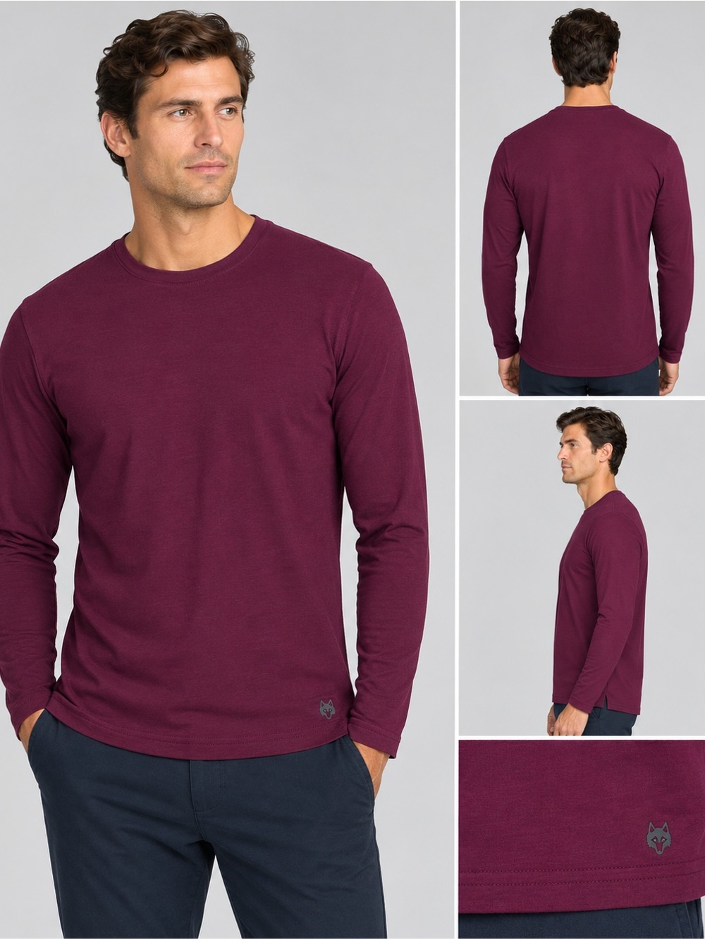 NWT GREYSON Men's Long-Sleeve Crewneck Shirt - Burgundy
